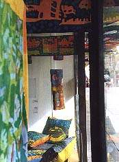 Cushions and lampshades exhibited at Gallery Fore, Edmonton