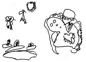 Drawings from River Banner by Nursery and Reception classes