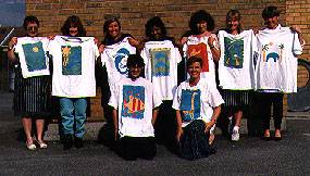 Teachers from St. Peter's with their printed T-shirts