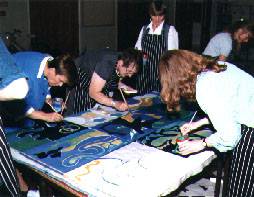 Teachers handpainting on banner