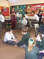 Year 5 working in pairs making up stories