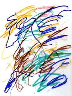 Rebecca drew with coloured felt pens on acetate which was then scanned into the computer