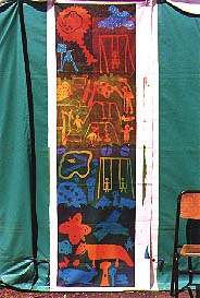 Banner produced by local school children for new Riverside Park, Woolwich