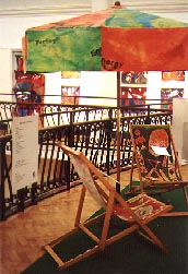 Umbrella and deckchairs