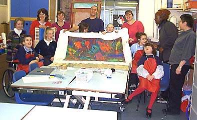 The class and introductory banner at Marjorie McClure School
