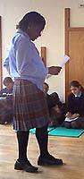 Pupils reciting poem