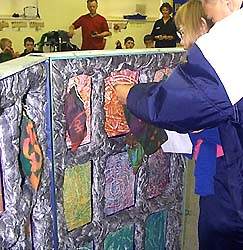 Kemnal pupils hanging poems and screen printed bags