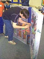 Kemnal pupils hanging poems and screen printed bags