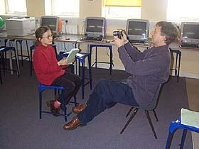 team member recording some of the poems