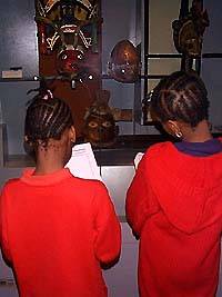 Drawing masks at the African Worlds exhibition