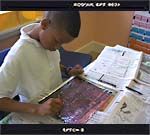 pupils from New Woodlands mono-printing