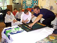 screen printing the introductory banner