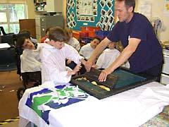 screen printing the introductory banner