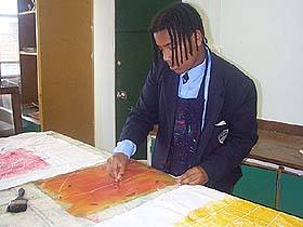 mono printing large areas of fabric