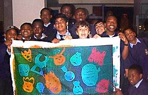 Year 8 pupils with their bravado banner