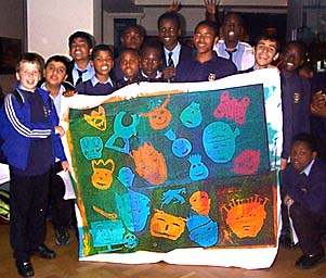 Year 8 pupils with their bravado banner