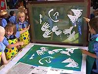 screen printing the UNITY banner