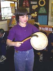 pupils trying on handling collection