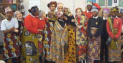 Pupils wearing African garments