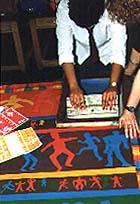 Year 10 pupil from St. Georges RC Secondary School printing the banner